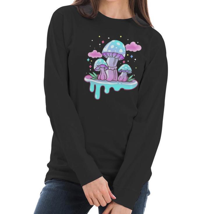 Kawaii Pastel Goth Mushrooms Women Long Sleeve Tshirt