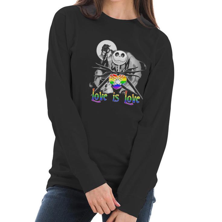 Lgbt Jack Skellington The Nightmare Before Christmas Love Is Love Halloween Shirt Mf Women Long Sleeve Tshirt