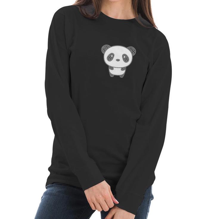 Lucky Number 8 Panda Bear Word Cloud Women Long Sleeve Tshirt