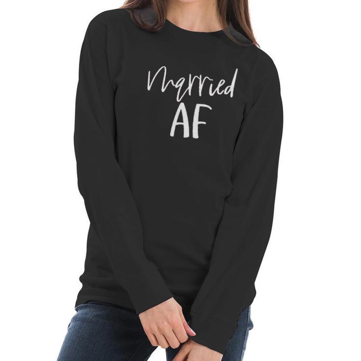 Women Married Af Honeymoon Bride Sayings Letter Print Women Long Sleeve Tshirt