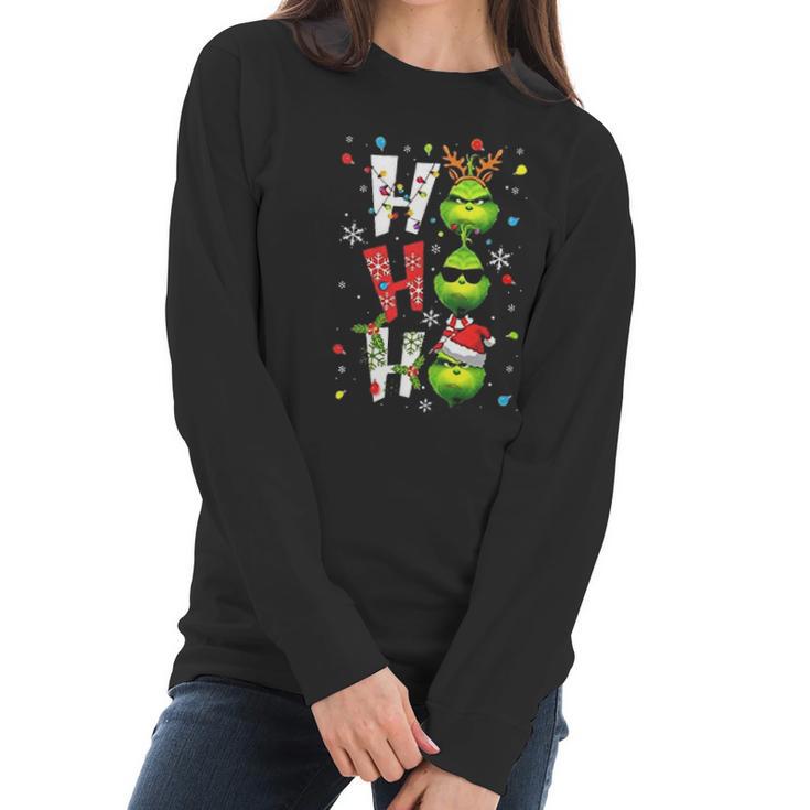 Merry Christmas Santa Grinch Ho Ho Ho Women Long Sleeve Tshirt