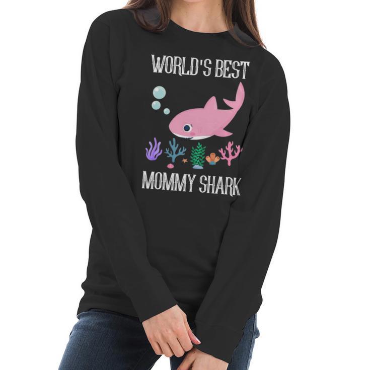 Mommy Gift Worlds Best Mommy Shark Women Long Sleeve Tshirt