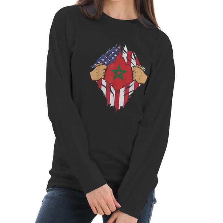 Moroccan Flag Morocco Men Women Kids Gift Women Long Sleeve Tshirt