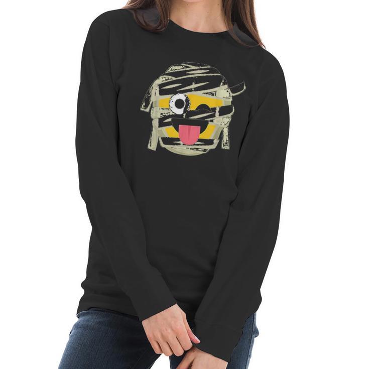 Mummy Emoji Wink Out Tongue Halloween Costume Women Long Sleeve Tshirt