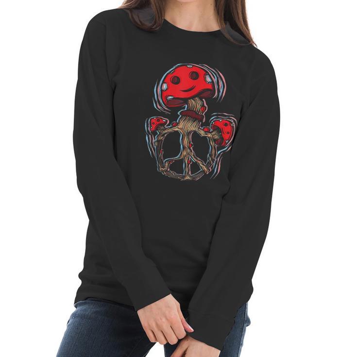 Mushrooms Peace Sign 70S Shrooms 60S Women Long Sleeve Tshirt