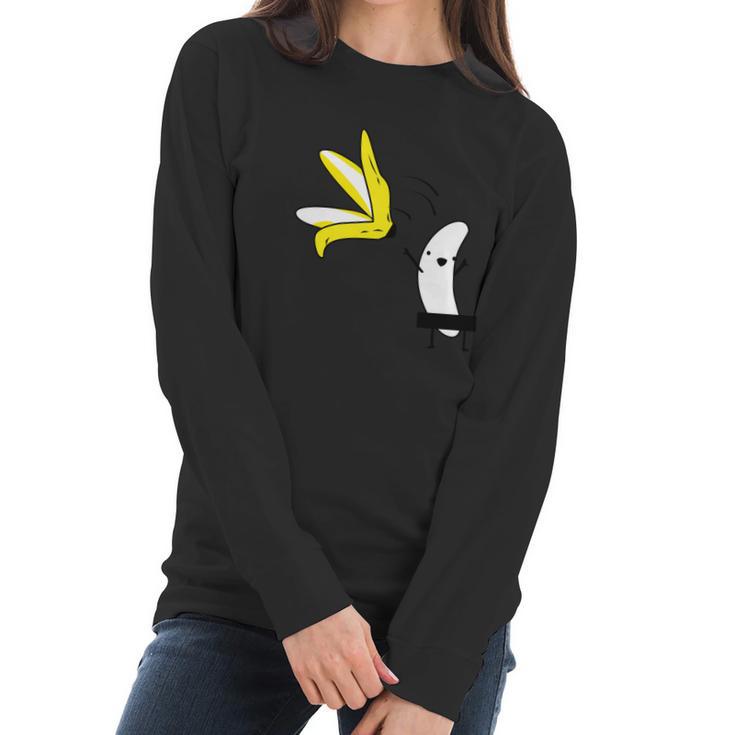 Lets Get Naked Banana Undressing Women Long Sleeve Tshirt