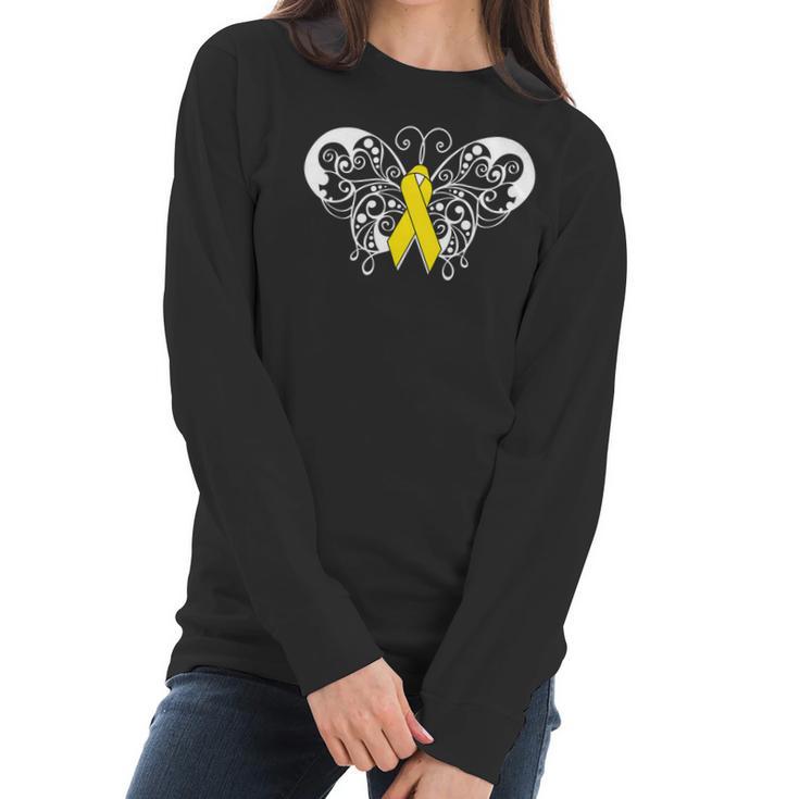 Neuroblastoma Awareness Ribbon Butterfly Women Long Sleeve Tshirt