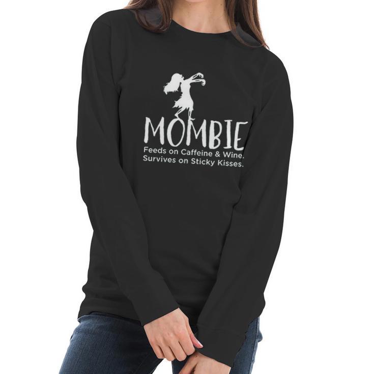 Noffish Women Mombie Feeds On Caffeine And Wine Women Long Sleeve Tshirt