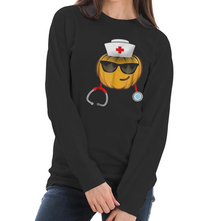 Nurse Halloween Emoji Women Long Sleeve Tshirt