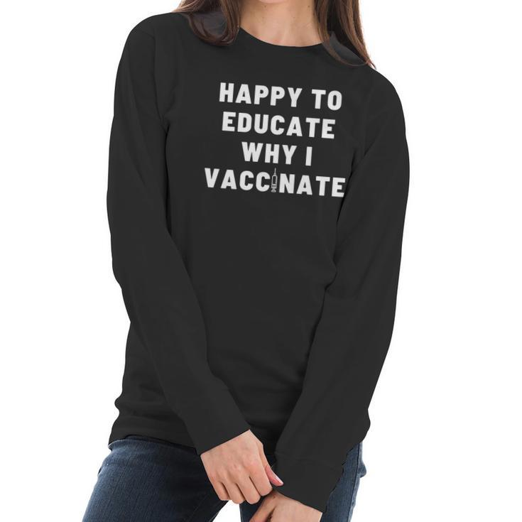 Nurse Happy To Educate Why I Vaccinate New Women Long Sleeve Tshirt