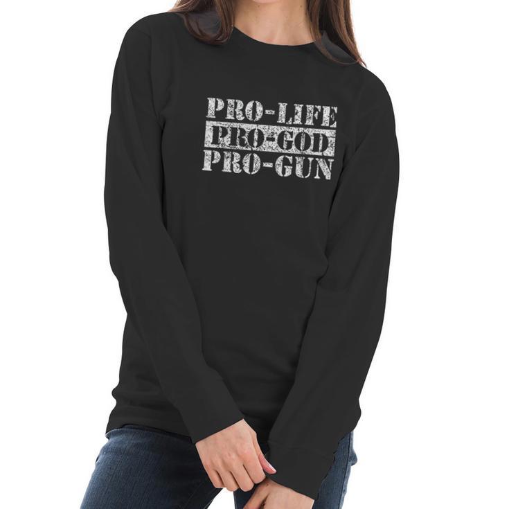 Prolife Progun Progod Women Long Sleeve Tshirt