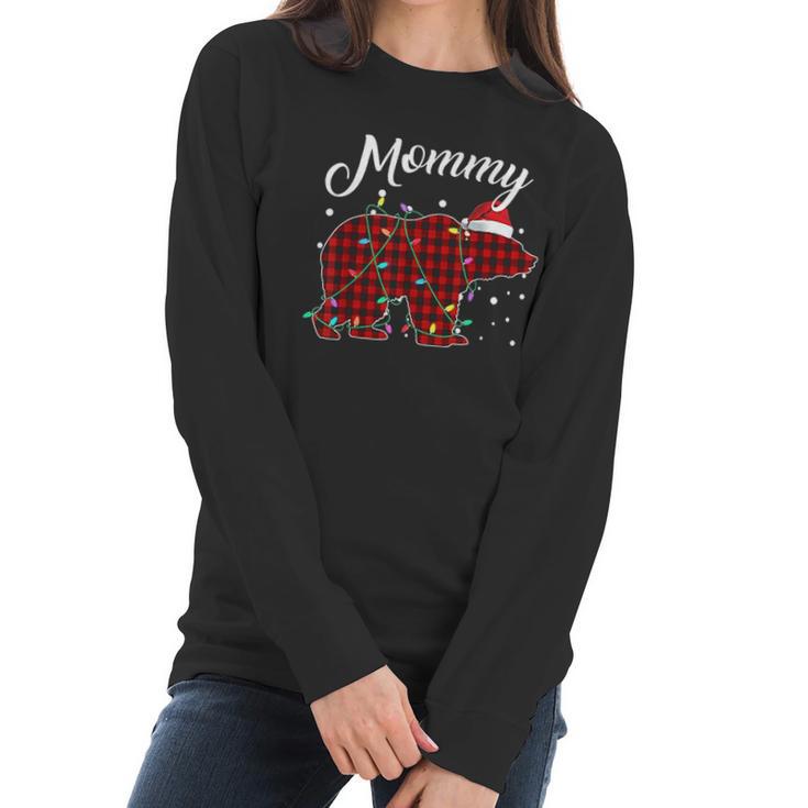 Red Plaid Mommy Bear Matching Buffalo Pajama Women Long Sleeve Tshirt