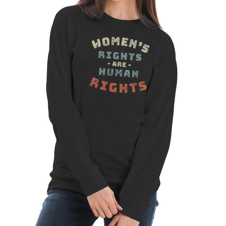 Womens Womens Rights Are Human Rights Feminist - V-Neck Women Long Sleeve Tshirt