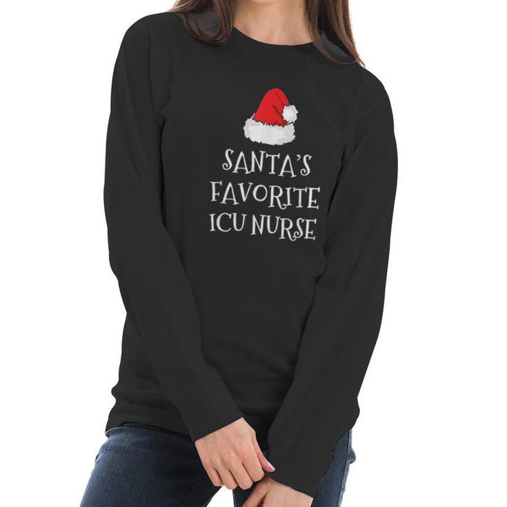 Santas Favorite Icu Nurse Gift Christmas Intensive Care Women Long Sleeve Tshirt