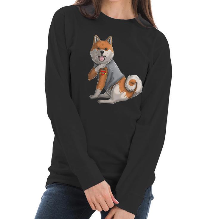 Shiba Inu I Love Mom Tattoo Dog Women Long Sleeve Tshirt