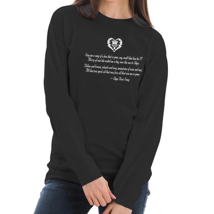 Skye Boat Song Thistle Heart Missy Fit Ladies Women Long Sleeve Tshirt