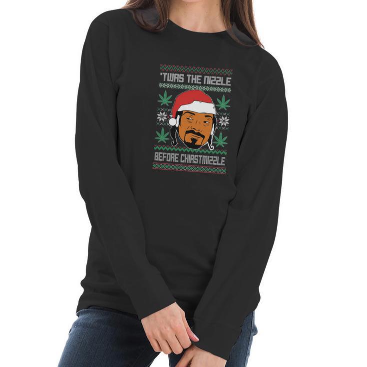 Snoop Dogg Weed Twas The Nizzle Before Christmizzle Ugly Christmas Sweater Women Long Sleeve Tshirt