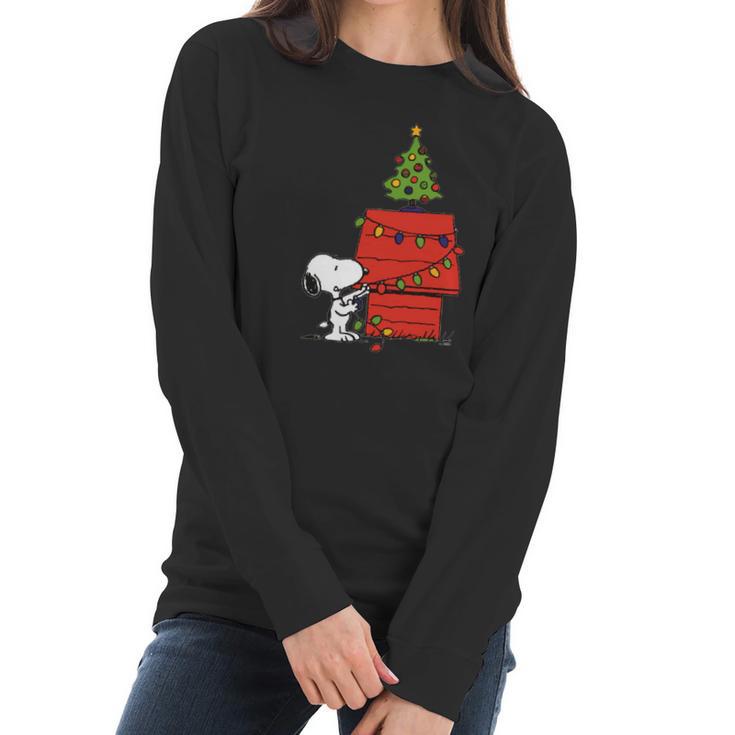 Snoopy And Christmas Tree Women Long Sleeve Tshirt