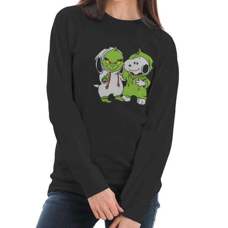Snoopy And Grinch Fushion Peanuts How The Grinch Stole Christmas Women Long Sleeve Tshirt