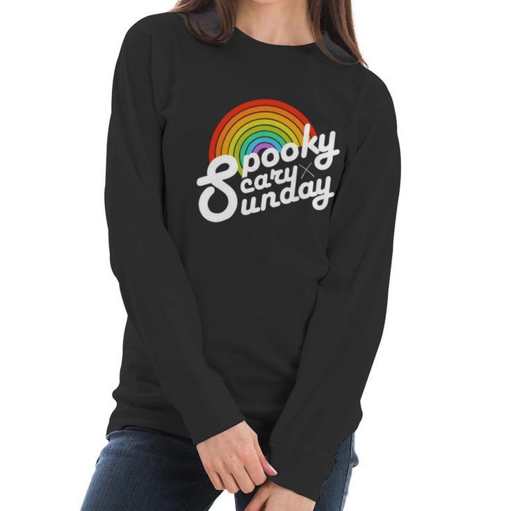 Spooky Scary Sunday Rainbow Funny Spooky Scary Sunday Trendy Funny Gift Women Long Sleeve Tshirt