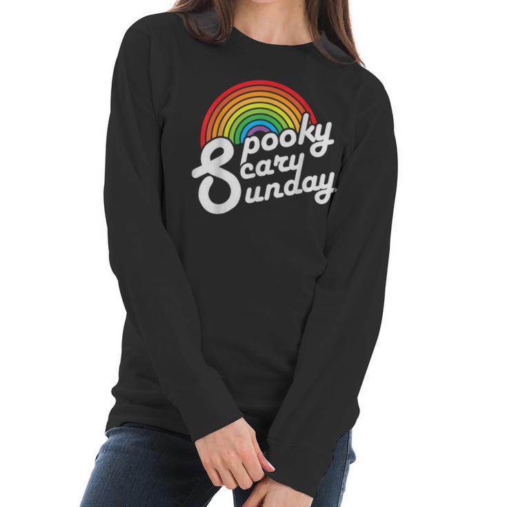 Spooky Scary Sunday Trendy Retro Rainbow Women Long Sleeve Tshirt