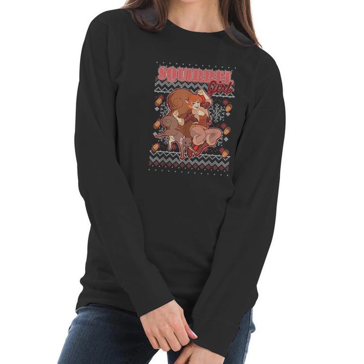 Squirrel Girl Ugly Christmas Graphic Women Long Sleeve Tshirt