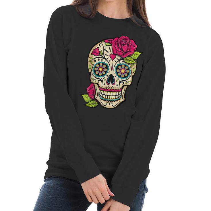 Sugar Skull Flower Crown Day Of The Dead Halloween  Men Women T-Shirt Graphic Print Casual Unisex Tee Women Long Sleeve Tshirt