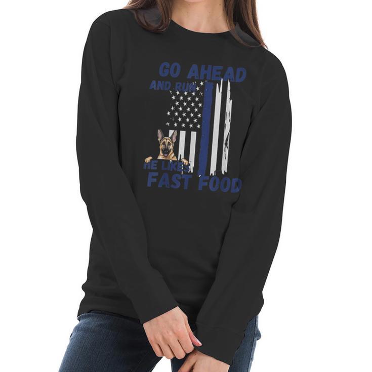 Thin Blue Line Flag K-9 German Shepherd Police Dog Men Women Women Long Sleeve Tshirt