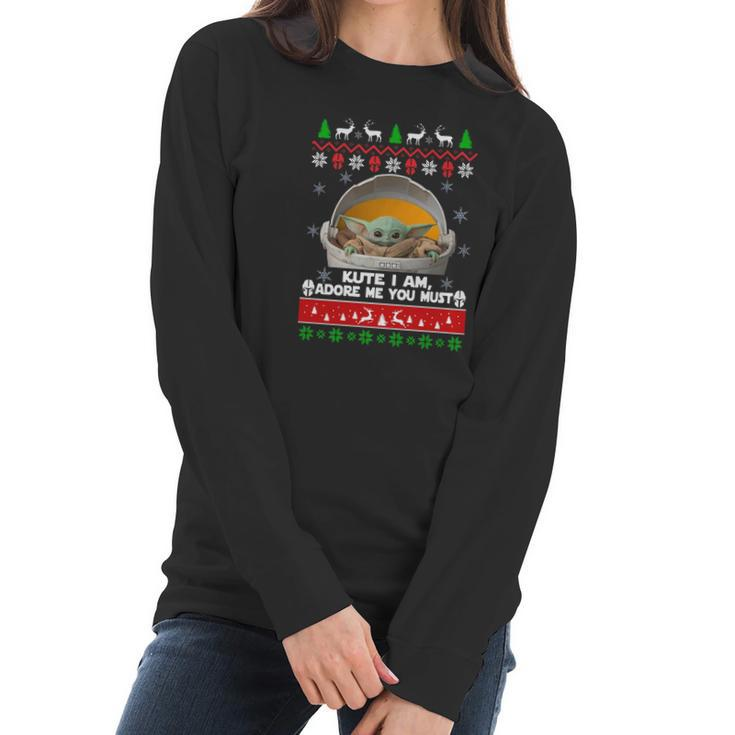 Ugly Christmas Cute I Am Must Baby Yoda Sweater Women Long Sleeve Tshirt