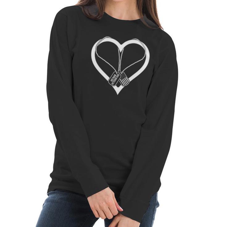 Vietnam War Veteran Daughter Son Heart Military Soldier Vet Women Long Sleeve Tshirt