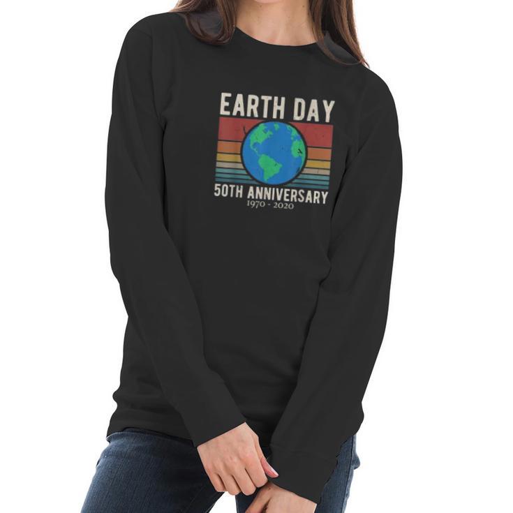 Vintage Earth Day 2020 50Th Anniversary Climate Change Women Long Sleeve Tshirt