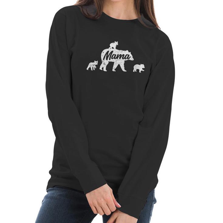 Vintage Mama Bear 3 Cubs Mothers Day Women Long Sleeve Tshirt