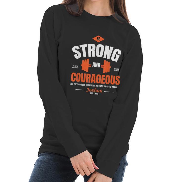 Weight Lifting Joshua 1 9 Christian Design Women Long Sleeve Tshirt