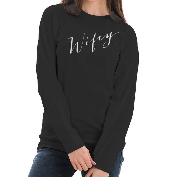 Wifey Hubby Just Married Honeymoon Bride Couples Women Long Sleeve Tshirt