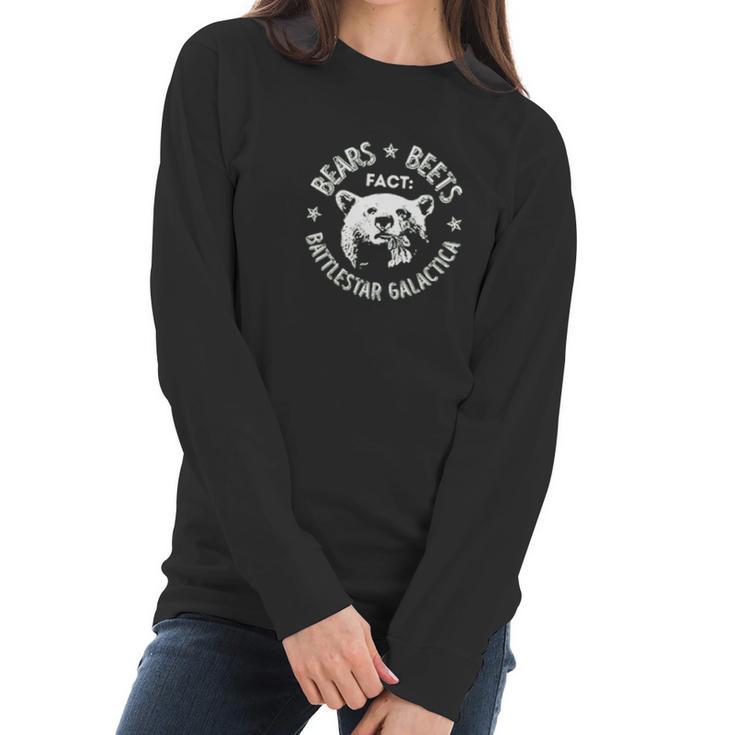 Wild Bobby Office | Fact Bears Beets Battlestar Quote Women Long Sleeve Tshirt