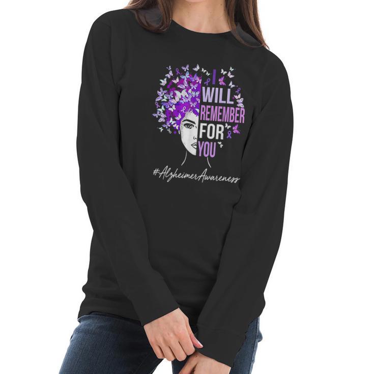 I Will Remember For You Alzheimer Awareness Womens Butterfly Women Long Sleeve Tshirt