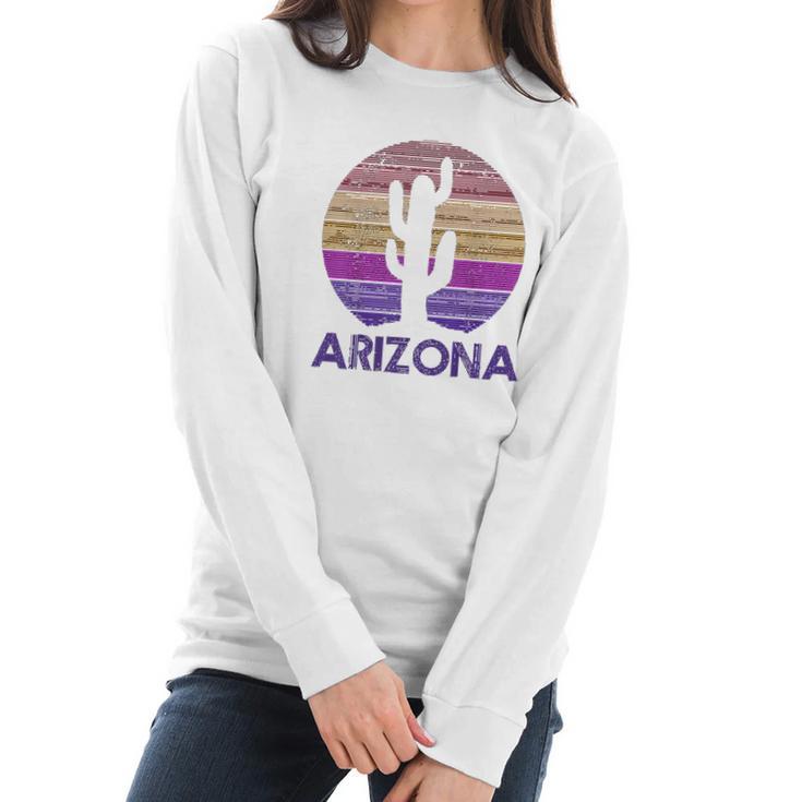 Arizona Vintage Retro Cactus Souvenir Gift Women Long Sleeve Tshirt