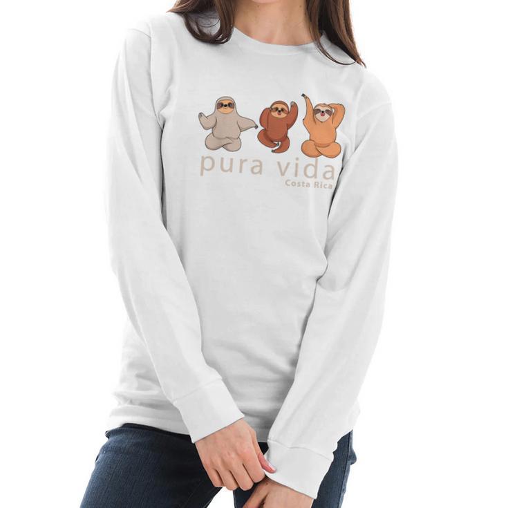 Costa Rica Sloths Souvenir Pura Vida Shirt Women Long Sleeve Tshirt