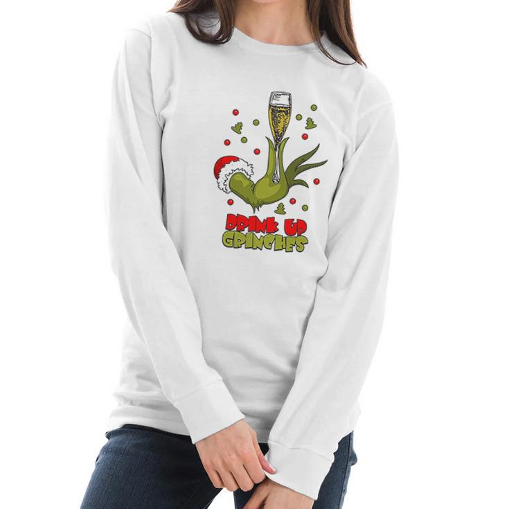 Drink Up Grinches Funny Christmas Drinking Women Long Sleeve Tshirt