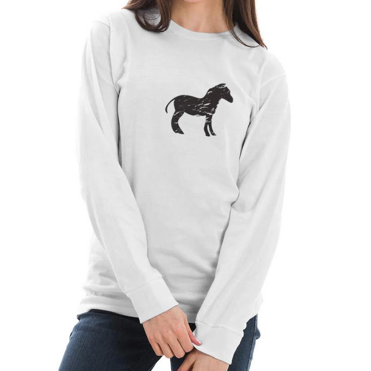 Horse Stallion Or Young Colt Vintage Distressed Women Long Sleeve Tshirt