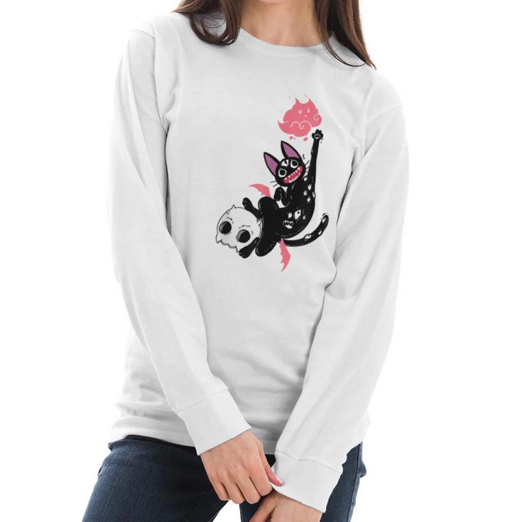 Kawaii Black Cat Pastel Goth Lovers Emo Cat Men Women T-Shirt Graphic Print Casual Unisex Tee Women Long Sleeve Tshirt