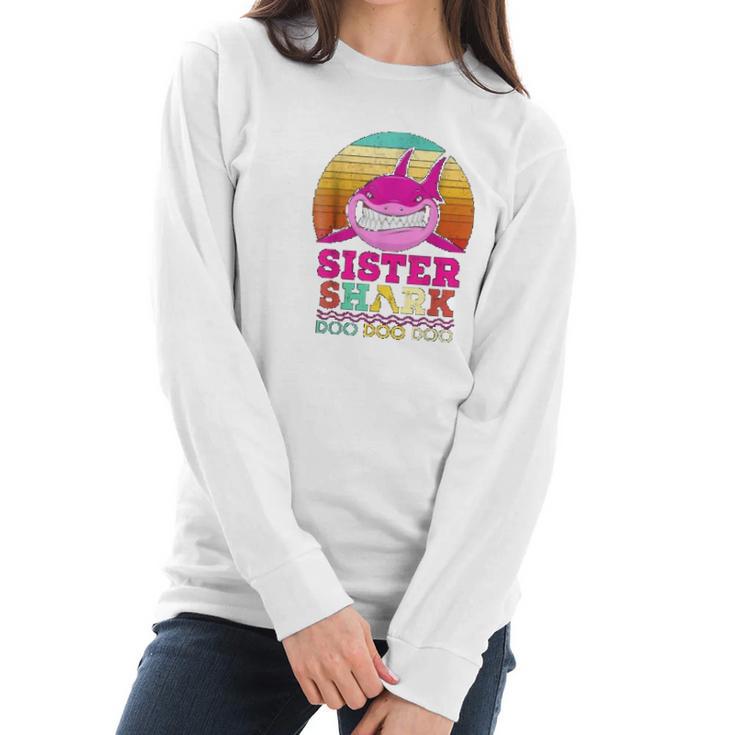 Kids Sister Baby Shark Women Long Sleeve Tshirt