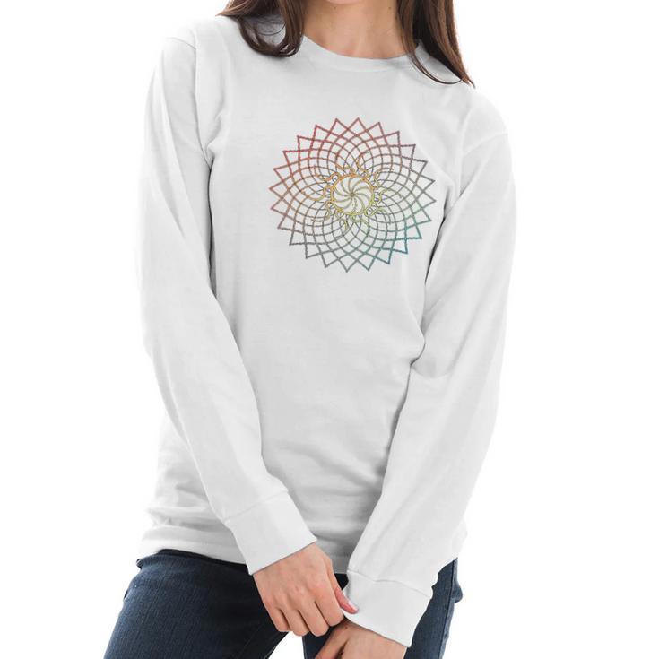 Mandala Geometry Sacred Fractal Art Yoga Mantra Good Vibe Women Long Sleeve Tshirt