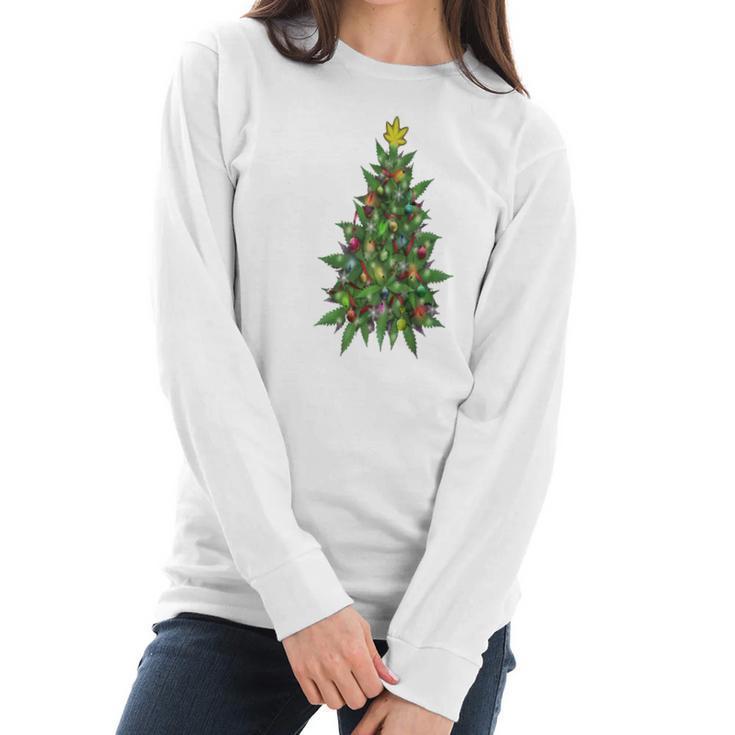 Marijuana Christmas Tree Women Long Sleeve Tshirt