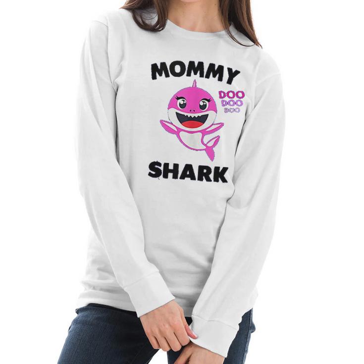 Mommy Shark Gift For Mom Shark Baby Cute Matching Family Women Long Sleeve Tshirt