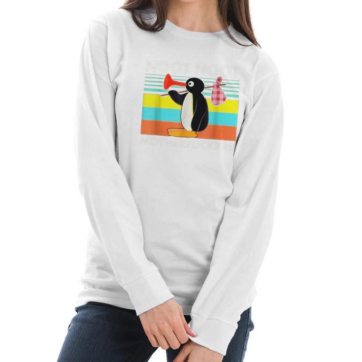 Noot Noot Motherfuckers Pingu District Vintage Women Long Sleeve Tshirt