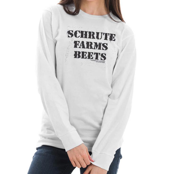 The Office Schrute Farm Beets Gray Women Long Sleeve Tshirt