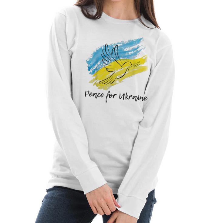 Peace For Ukraine Dove Ukraine Flag Lover Support Ukraine Men Women T-Shirt Graphic Print Casual Unisex Tee Women Long Sleeve Tshirt