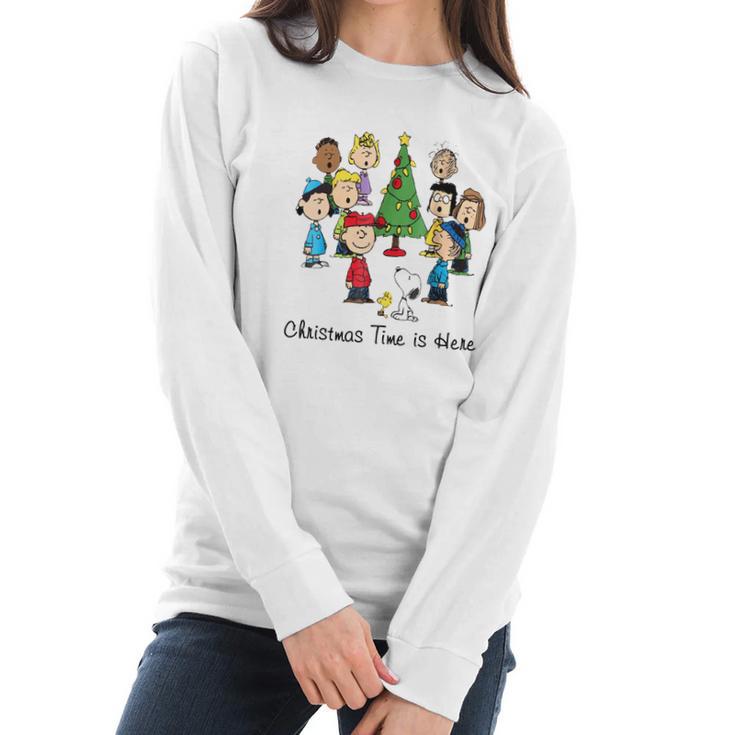 Peanuts Christmas Time Is Here Shirt Women Long Sleeve Tshirt