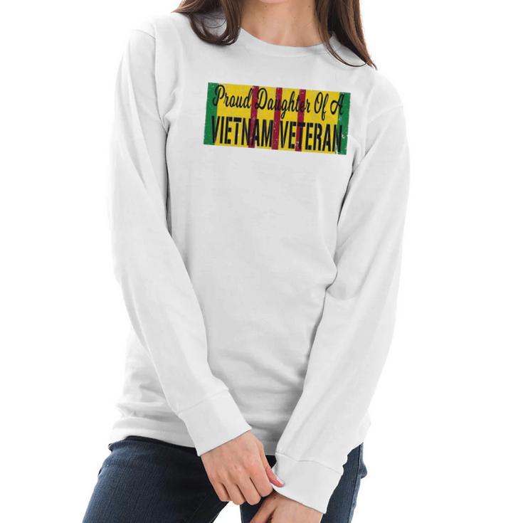 Proud Daughter Of A Vietnam Veteran Us War Service Ribbon Women Long Sleeve Tshirt